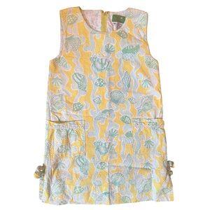 Lily Pulitzer Girl’s Yellow and Blue Seashell Patterned Seersucker Dress